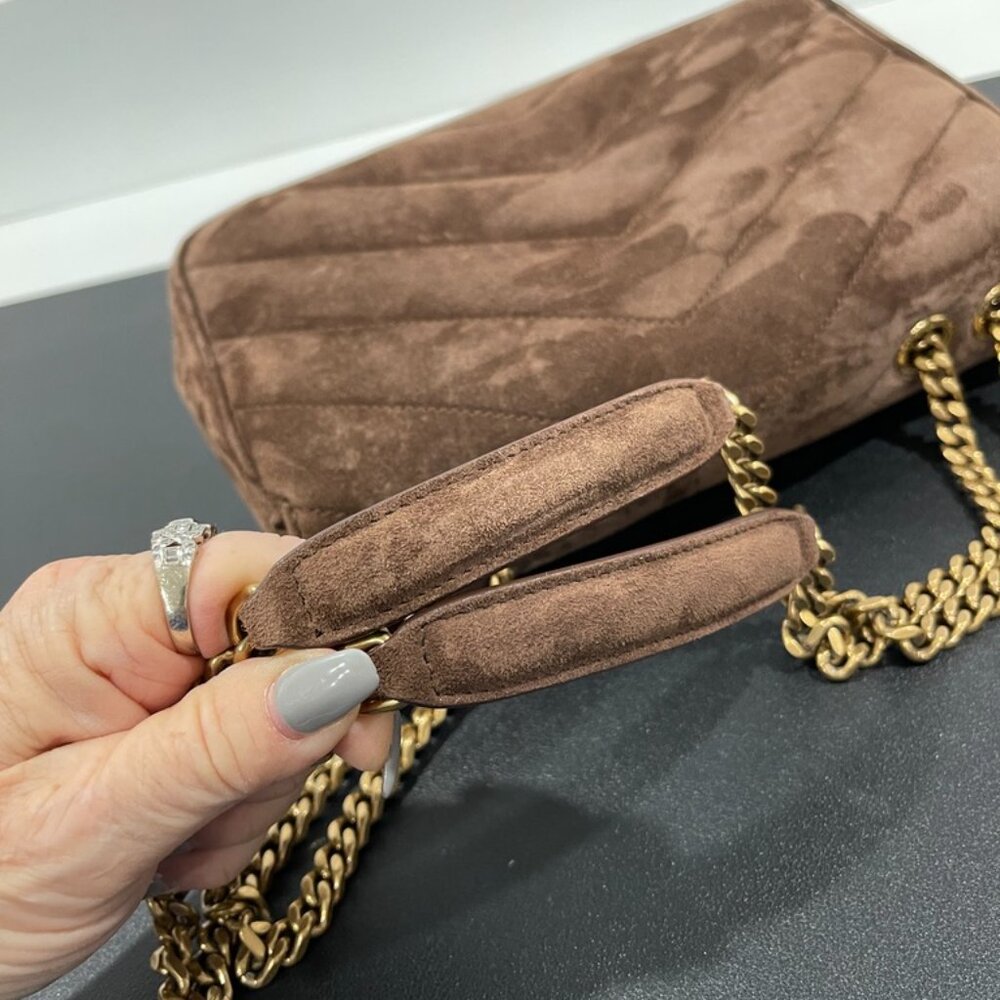 Saint Laurent Loulou Small Shoulder Bag Matelasse Suede (JB1400) - Picture 5 of 15